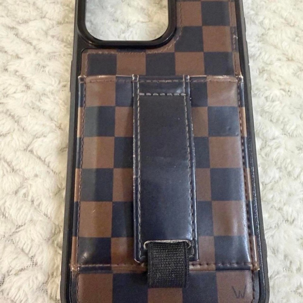 Walli Case for iPhone 15 Pro Max Brown Checkerboard
